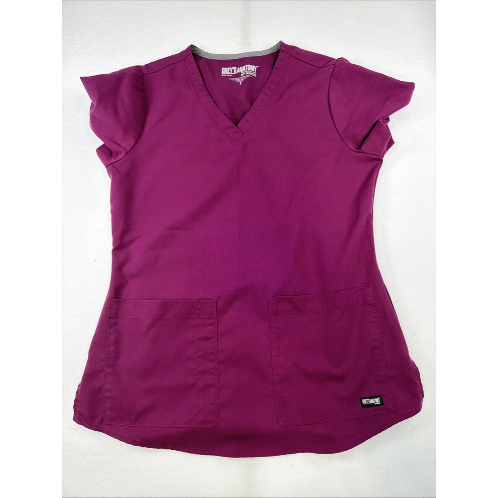Grey's Anatomy active womens scrub top nursing Wine Color size Small Barco 71166